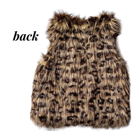 TIFF Faux Fur Animal Print Vest Lined Jacket Plush Cozy Soft Girl’s L Large - Picture 7 of 12